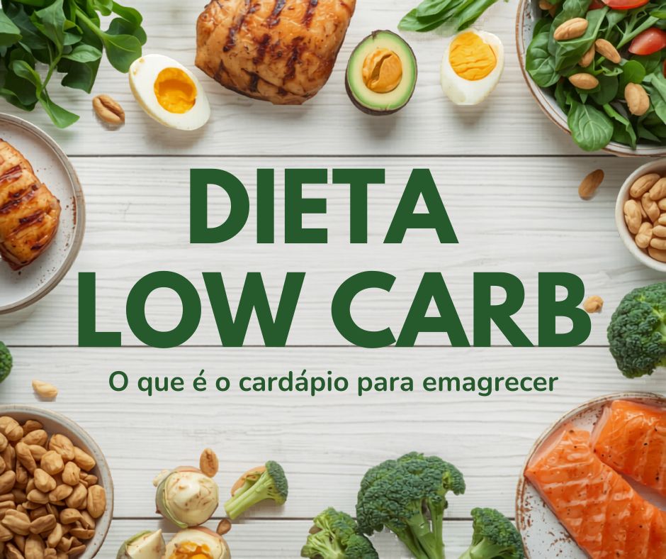 Refeição low carb com frango grelhado, ovos, abacate, salada verde, brócolis e castanhas
